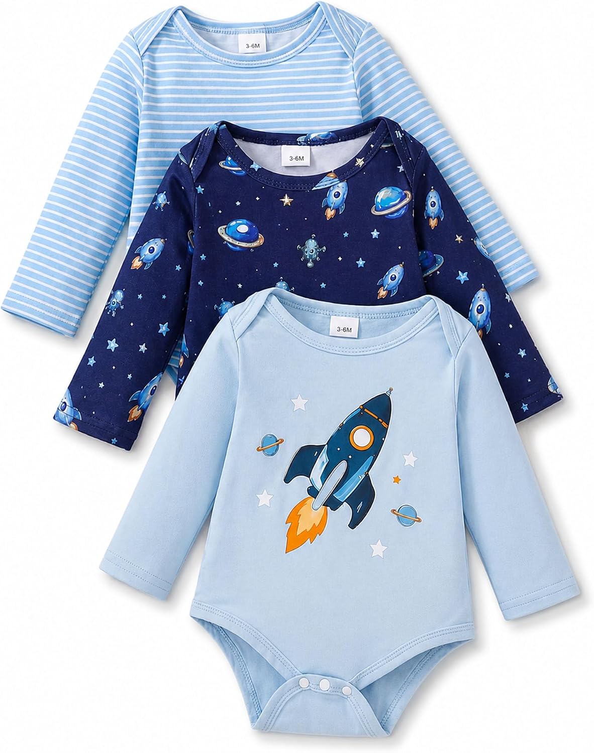 Baby Boy Clothes Long Sleeve Bodysuits 3 Pack Infant Outfits Preemie Newborn 0 3 6 12 18 Months