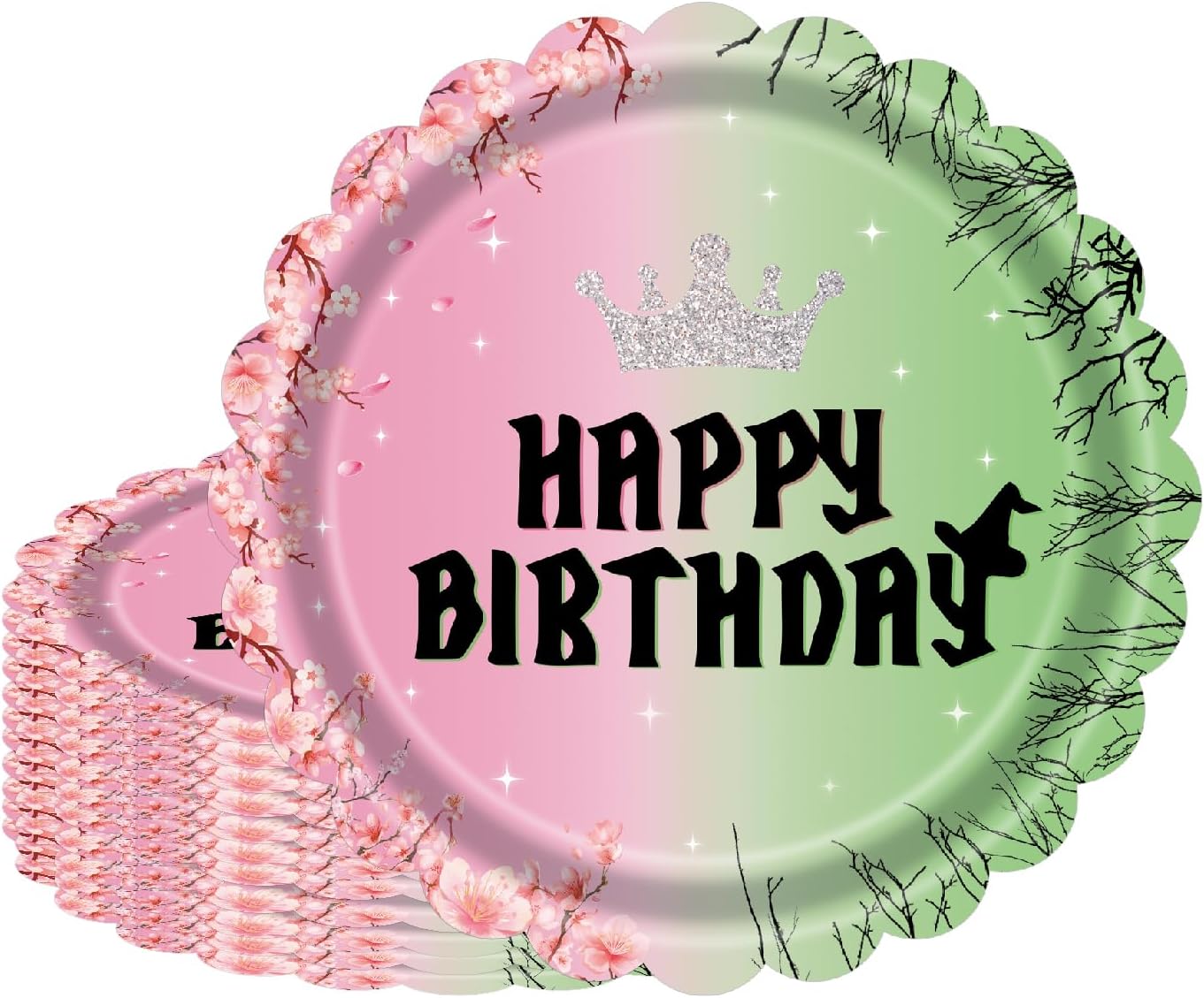 7 Inch Halloween Witch Birthday Plates 40 Count Disposable Pink & Green Themed Party Plates, for Wicked Party Decorations, Supplies, and Witch Themed Birthday Party Favors