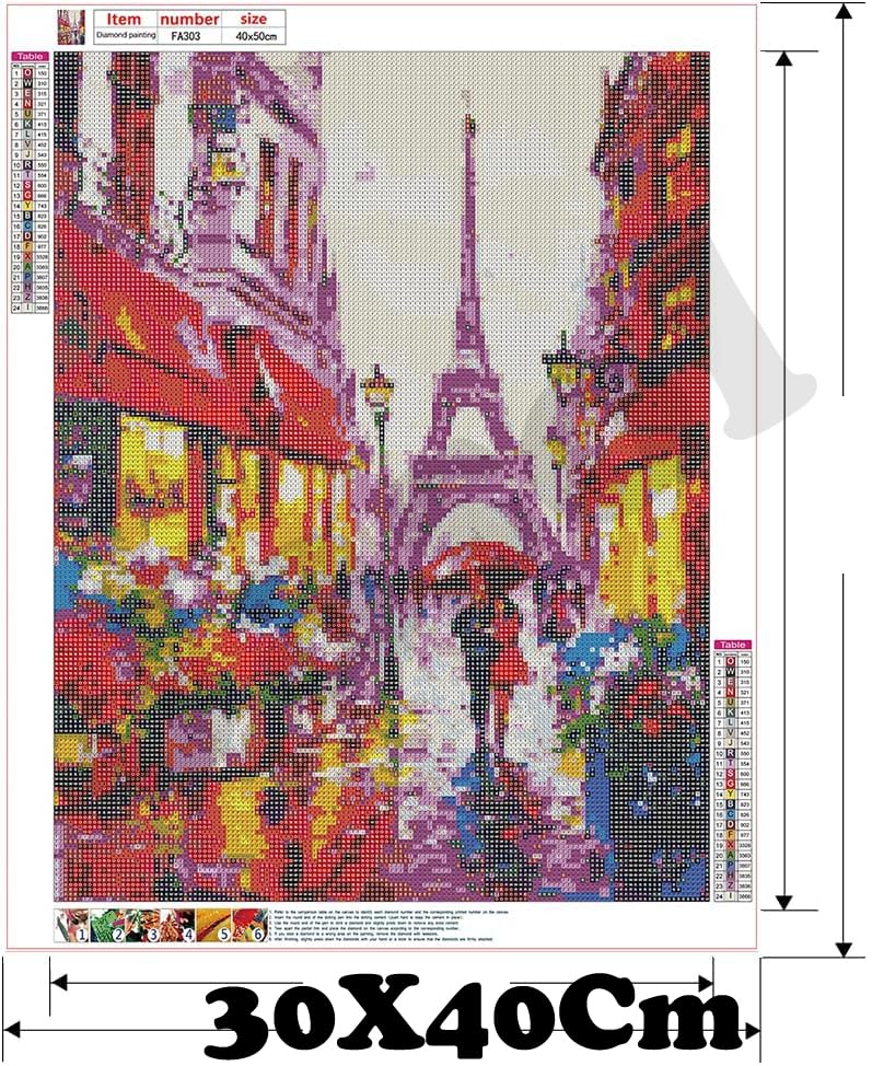 Image of Jasol Diamond Painting Kit, 40x30 Cms, Full Drill, 5D Crystals, Home Wall Decor Gift Set (Love in Paries M45500)
