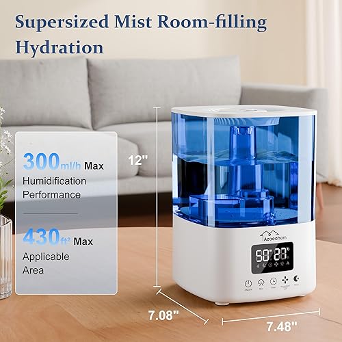 Miniatura 3 de Humidificador inteligente para dormitorio, habitación grande, humidificador de llenado superior de niebla fría de 4 litros con control de