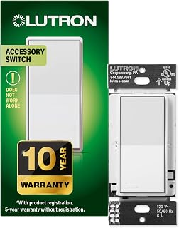 Lutron Sunnata On/Off Accessory Switch with Wallplate, only for use with Sunnata LED+ Dimmers, ST-ASW-WH, White