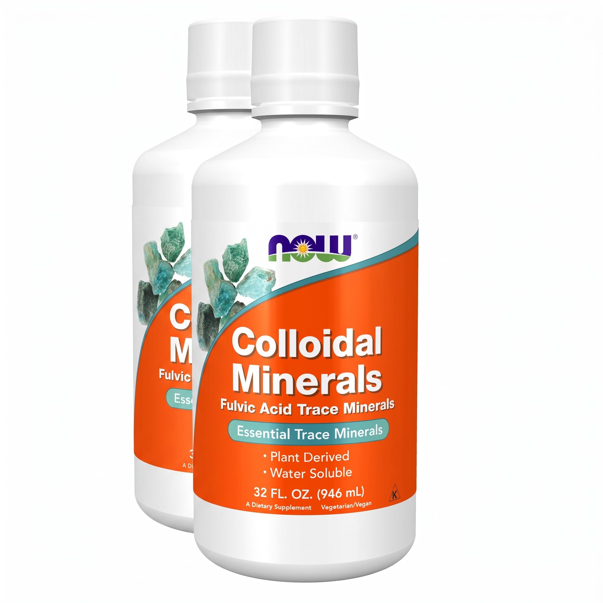 NOW Foods Supplements, Colloidal Minerals Liquid, Plant Derived, Essential Trace Minerals, 32-Ounce (Pack of 2)
