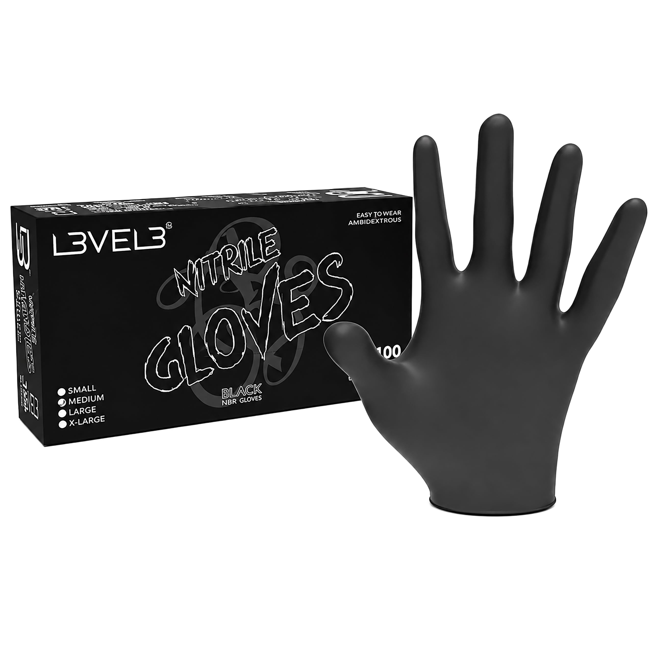 Level 3 Nitrile Gloves - Professional Heavy Duty Disposable Gloves - Latex Free - Fits Snug - Box of 100 (Small, Black)-image-46