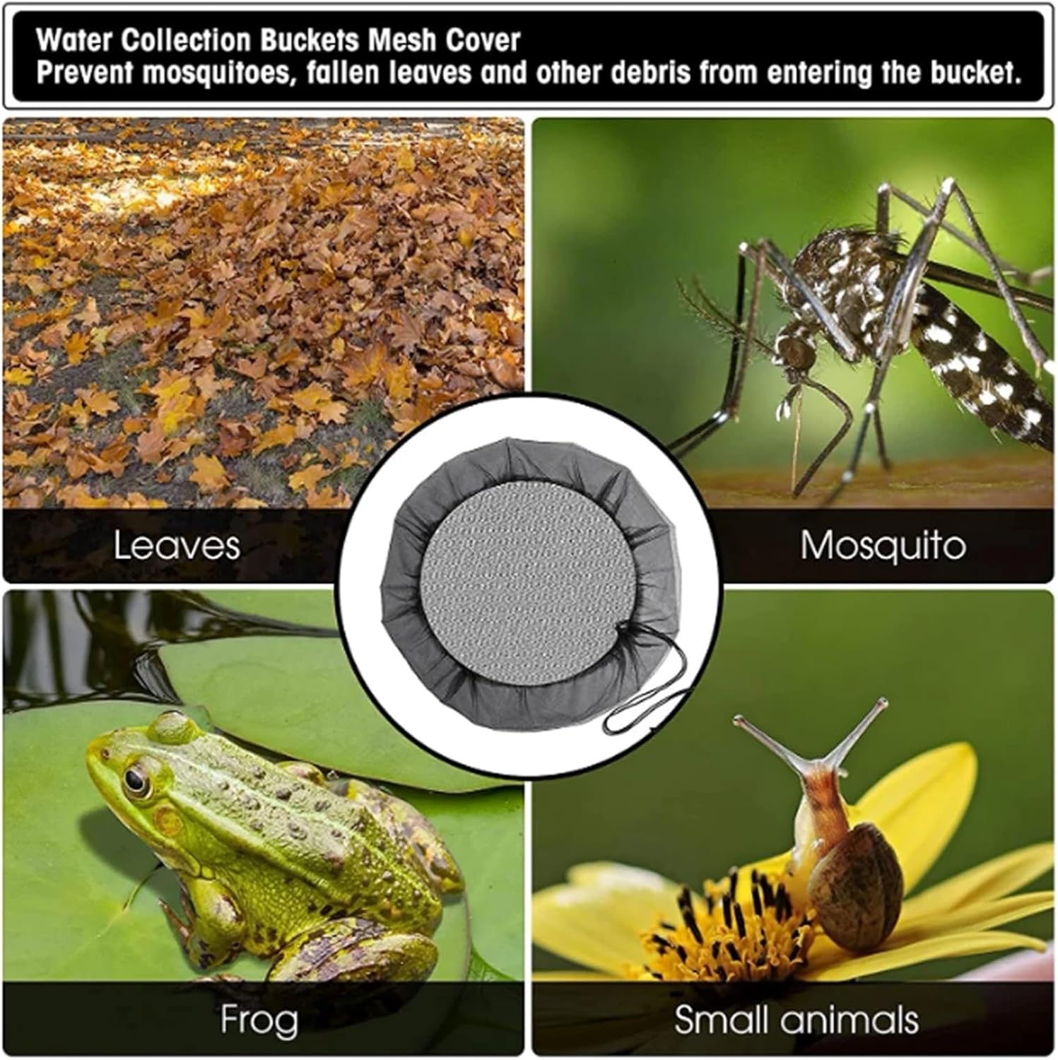 Rain Barrel Mesh Cover Mesh Cover Netting for Rain Barrel Water Collection Bucket Raindrop Harvesting Tool Anti-Mosquito Protection(100cm 5pcs)