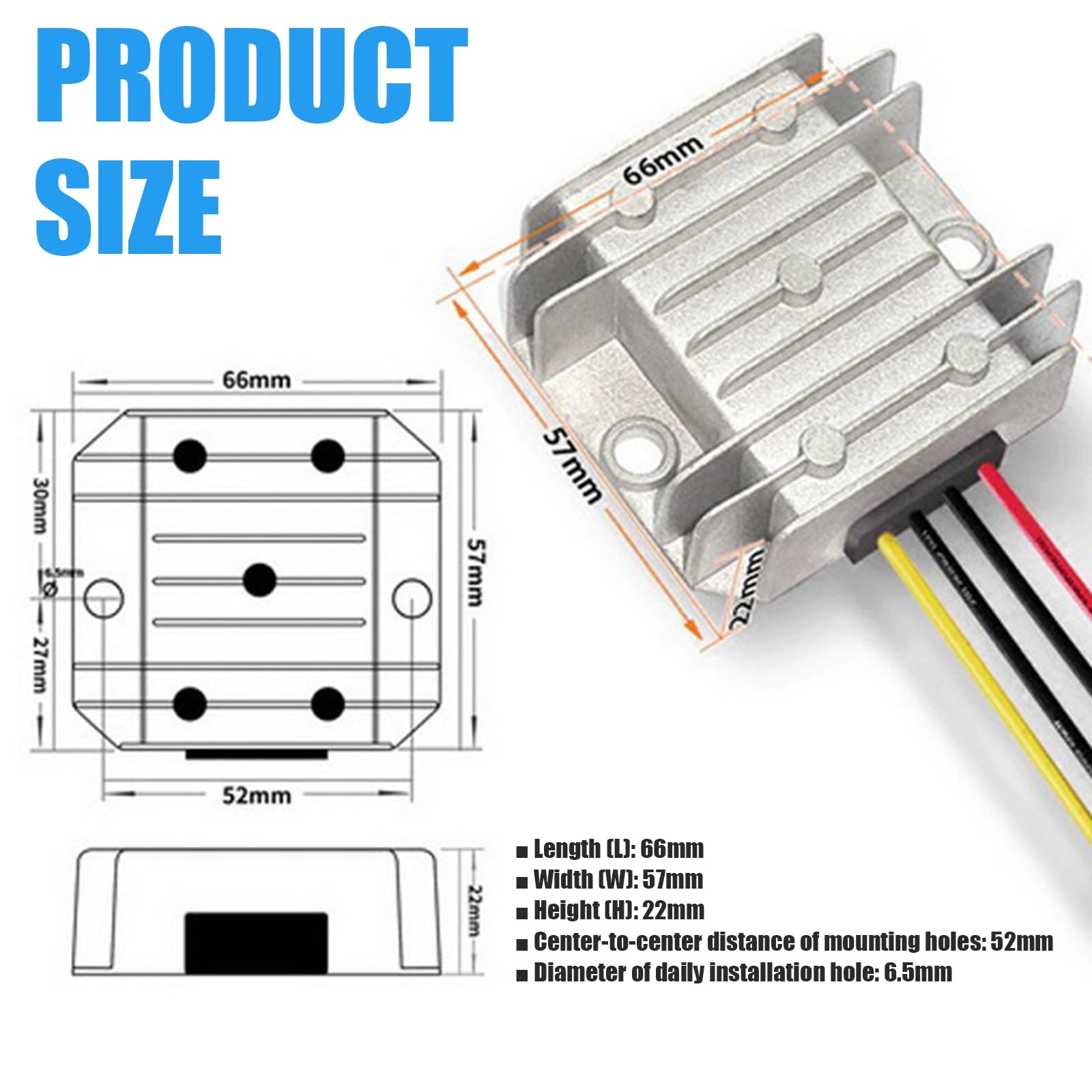 Przetwornica napięcia DC 8 V-40 V na 12 V 5 A 60 W, automatyczny regulator napięcia Step Up Down DC, wodoszczelność IP68, stabilizator napięcia 12 V i ogranicznik napięcia do silnika wentylatora