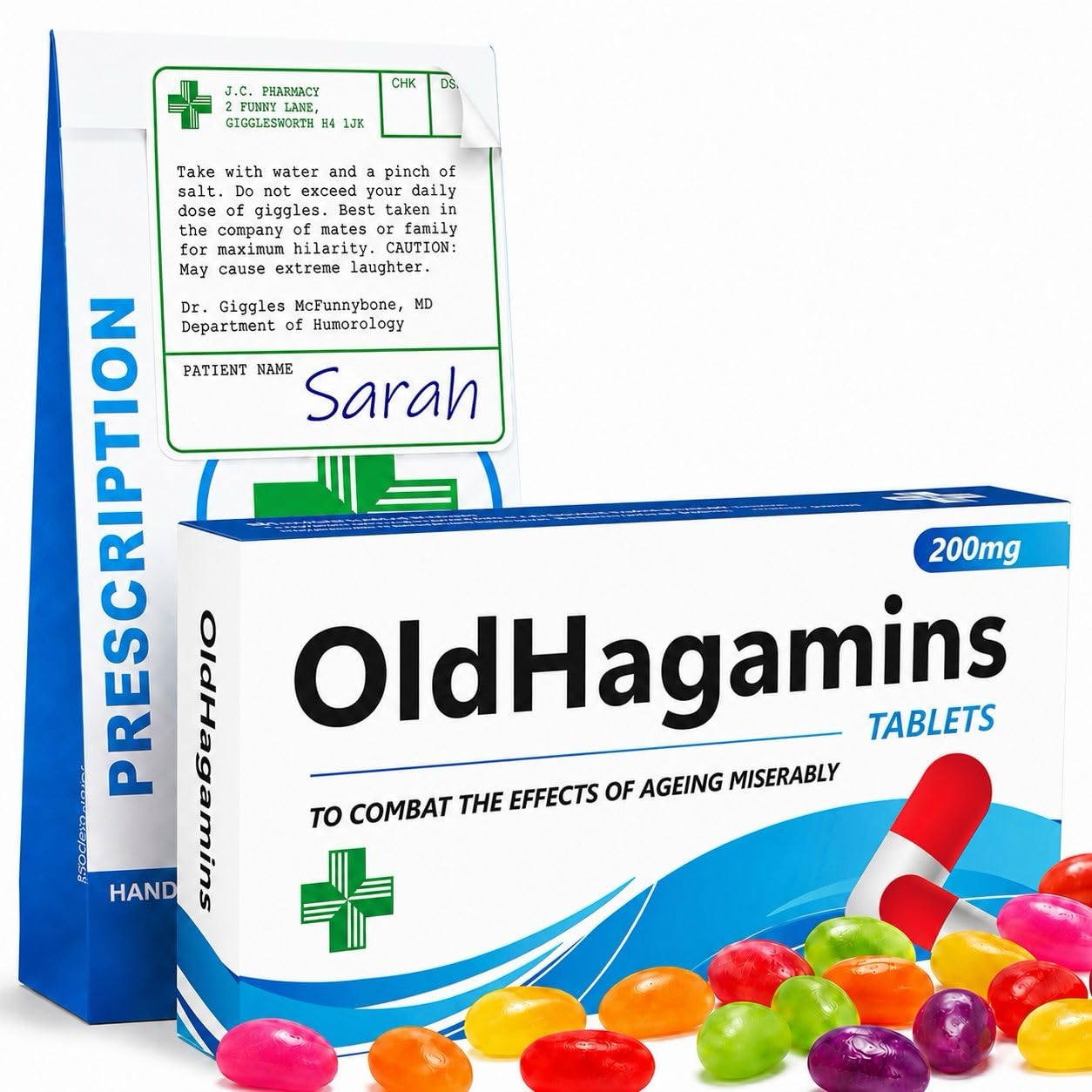 OldHagamins Joke Prank Pill Box with Jelly Beans Candy - Funny Mom Gifts, Mothers Day Gift for Mom, Birthday Gifts for Women, Gag Gift for Her, Sister, Wife, Girlfriend, Grandma, Coworker