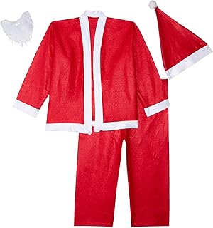 Refela Santa Suit with Beard, Medium - Red