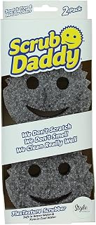 Style Smiley Scouring Sponge, Anti-Scratch Washable Reusable Antibacterial Sponges, Flextexture, Dish Sponge for Household, Kitchen and Bathroom, Grey, Pack of 2