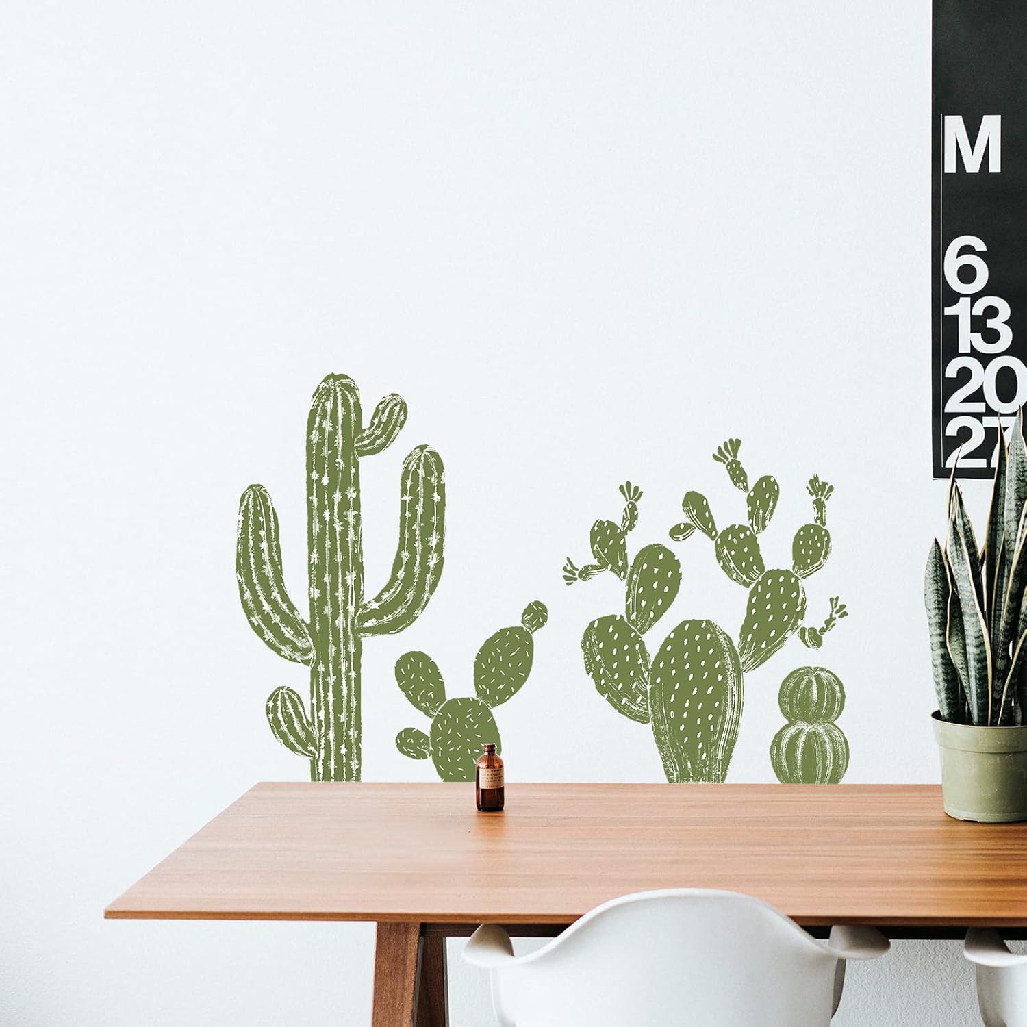 Cactus Wall Decals Retro Cactus Wall Stickers for Bedroom Living Room Nursery Office Classroom, Vinyl Cactus Wall Decals Peel and Stick