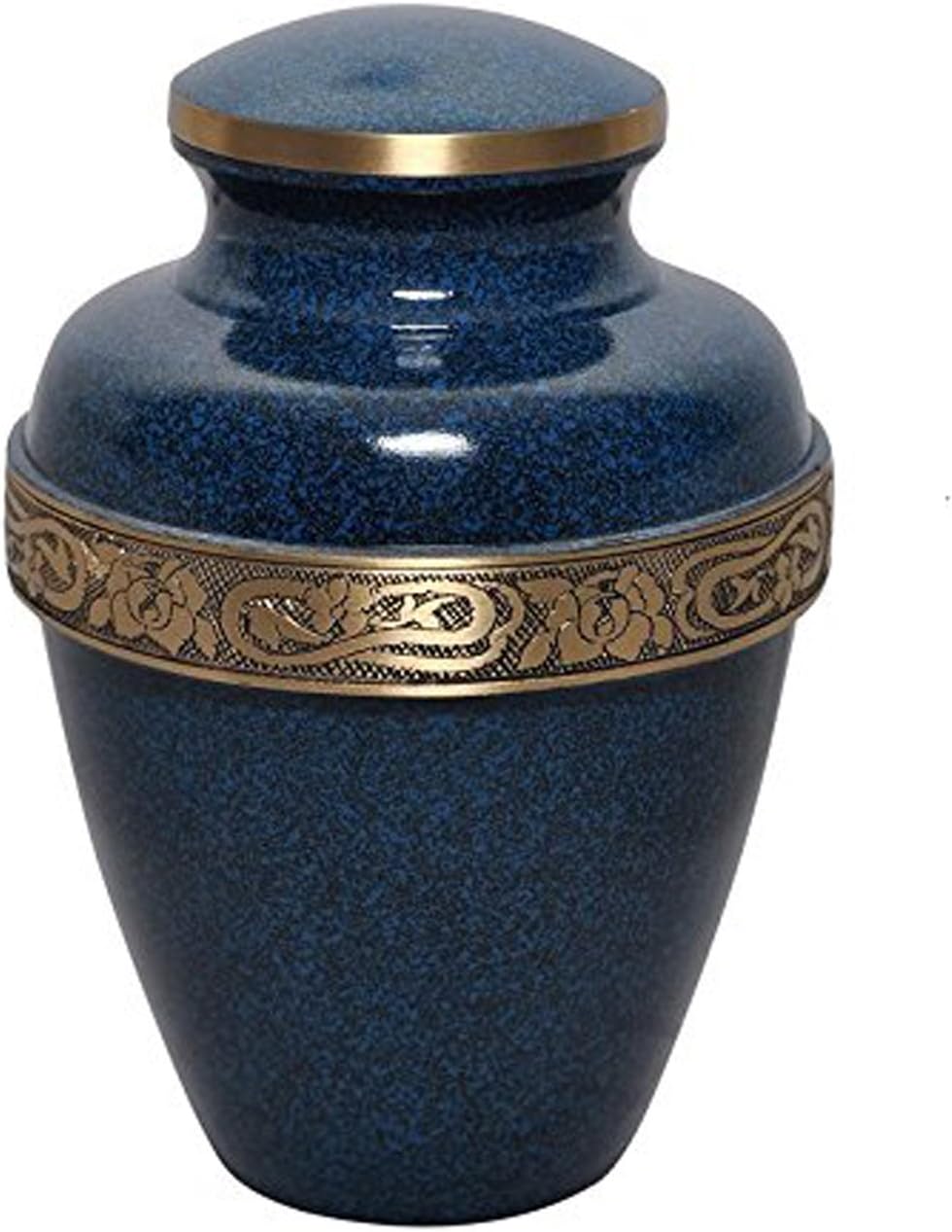 Capella Blue Marble Cremation Urn - Solid Brass Blue Marble Urn - Handcrafted and Affordable Large Urn for Human Ashes - Adult Funeral Urn with Velvet Bag