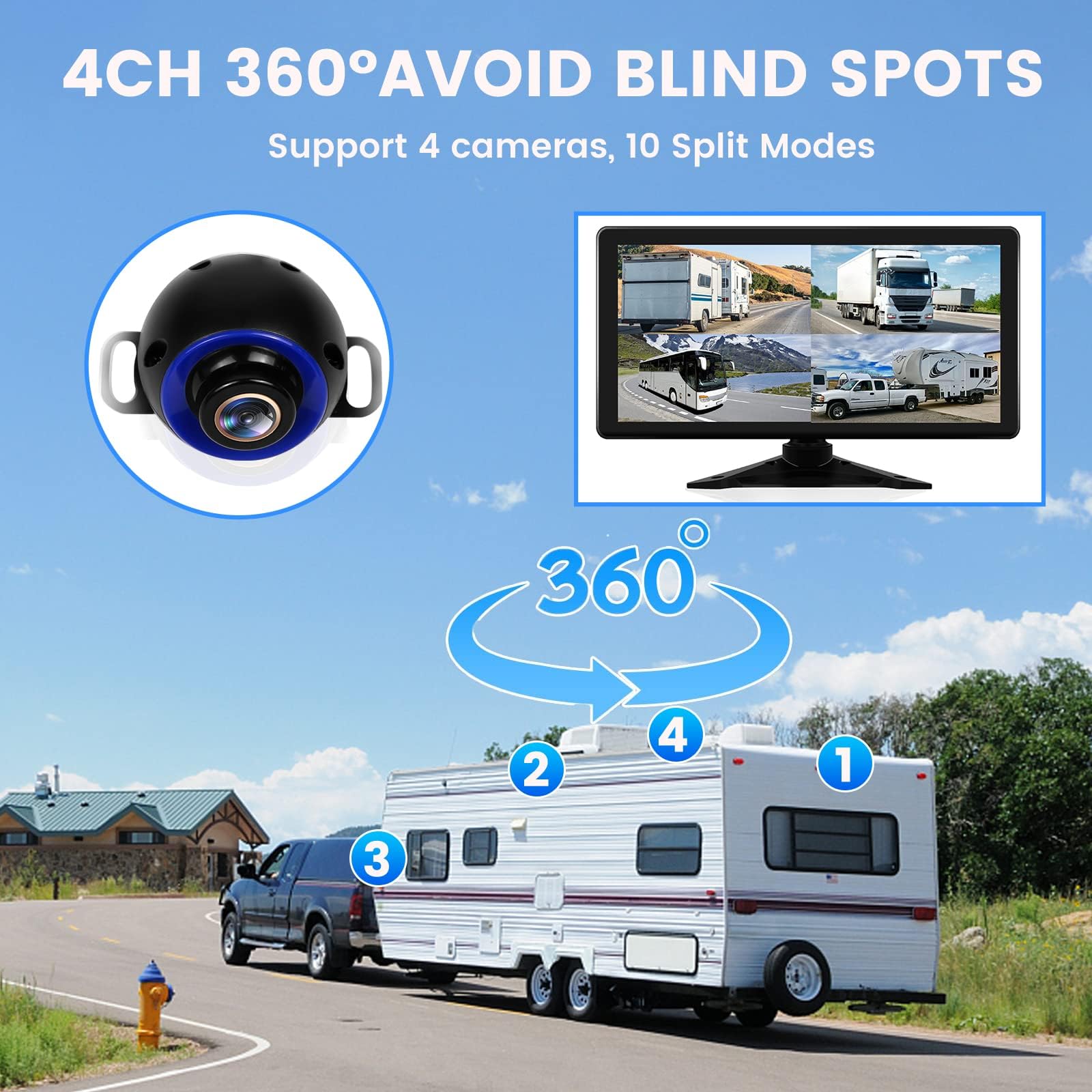 4K RV Backup Camera System, 10.36