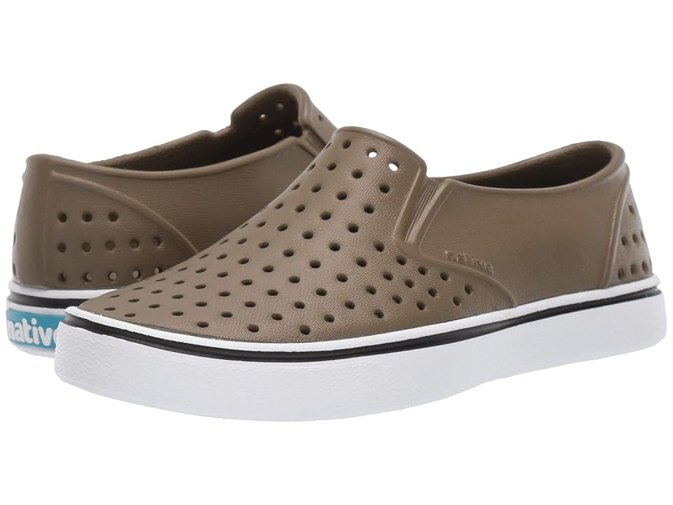 Native Shoes Kids Miles Slip-On (Little Kid/Big Kid) (Utility Green/Shell White) Boys Shoes INTERNATIONAL SHIPPING