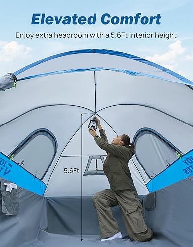 Vista 30 de JoyTutus: tienda de campaña para camioneta, impermeable, PU2000 mm, doble capa para 2 personas, tienda de campaña portátil, 5.5 pies a 6 pies, Gris