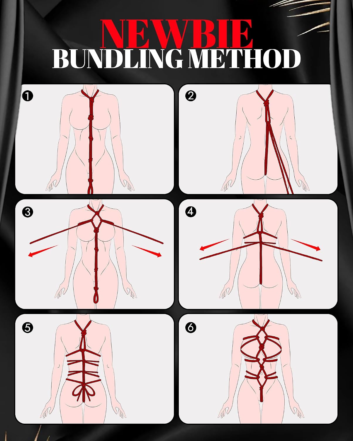 Sex Restraints Shibari Bondage Set - UTIMI BDSM Restraint Set for Sex Toys for Couple Women Bondaged Kit Adult Toy Shibari Rope Kit Soft Cotton Ropes 32 Feet/10m, 3 Pack (Red)
