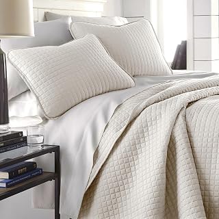 Southshore Fine Living, Inc. King Quilt Bedding Set, Quilted Comforter, Coverlet Bed Spread for California Kings, Luxury Bedding King Quilt Set, Lightweight Quilted Bedspread w/Shams, Bone