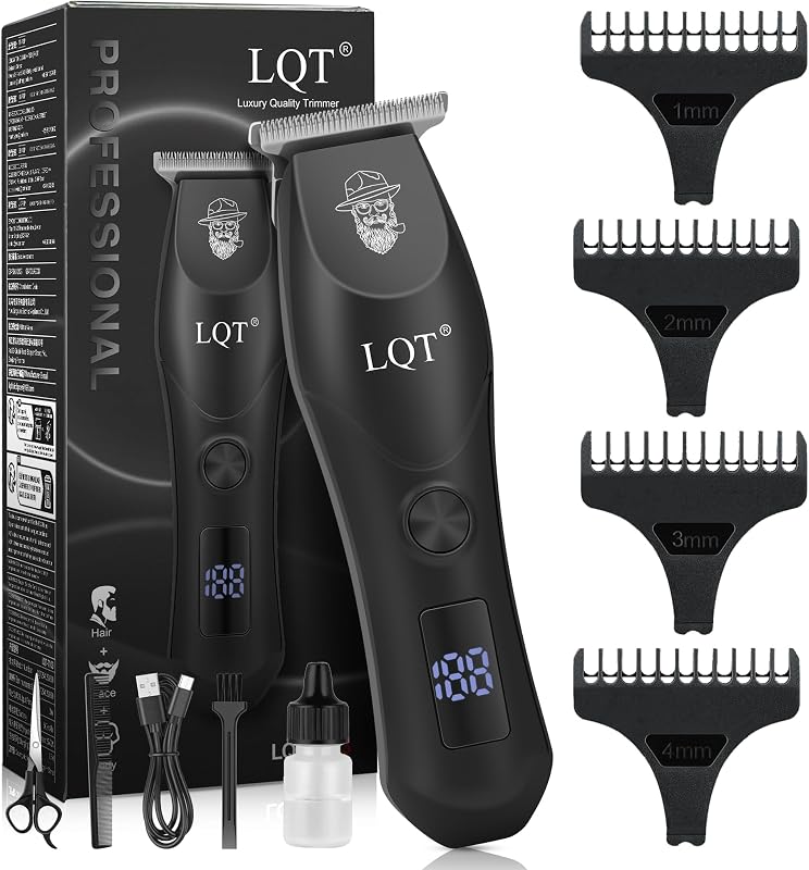 Professional Hair Clippers for Men - Cordless & Corded Dual Mode, 2-Speed & LCD Display, Complete Barber Kit, Scissors, Guide Combs, Rechargeable Beard/Hair Trimmer for Home & Professional Use