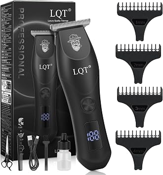 Professional Hair Clippers for Men - Cordless & Corded Dual Mode, 2-Speed & LCD Display, Complete Barber Kit, Scissors, Guide Combs, Rechargeable Beard/Hair Trimmer for Home & Professional Use