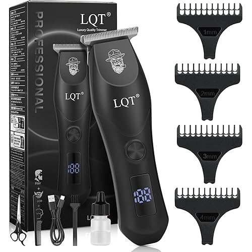 Professional Hair Clippers for Men - Cordless & Corded Dual Mode, 2-Speed & LCD Display, Complete Barber Kit, Scissors, Guide Combs, Rechargeable Beard/Hair Trimmer for Home & Professional Use