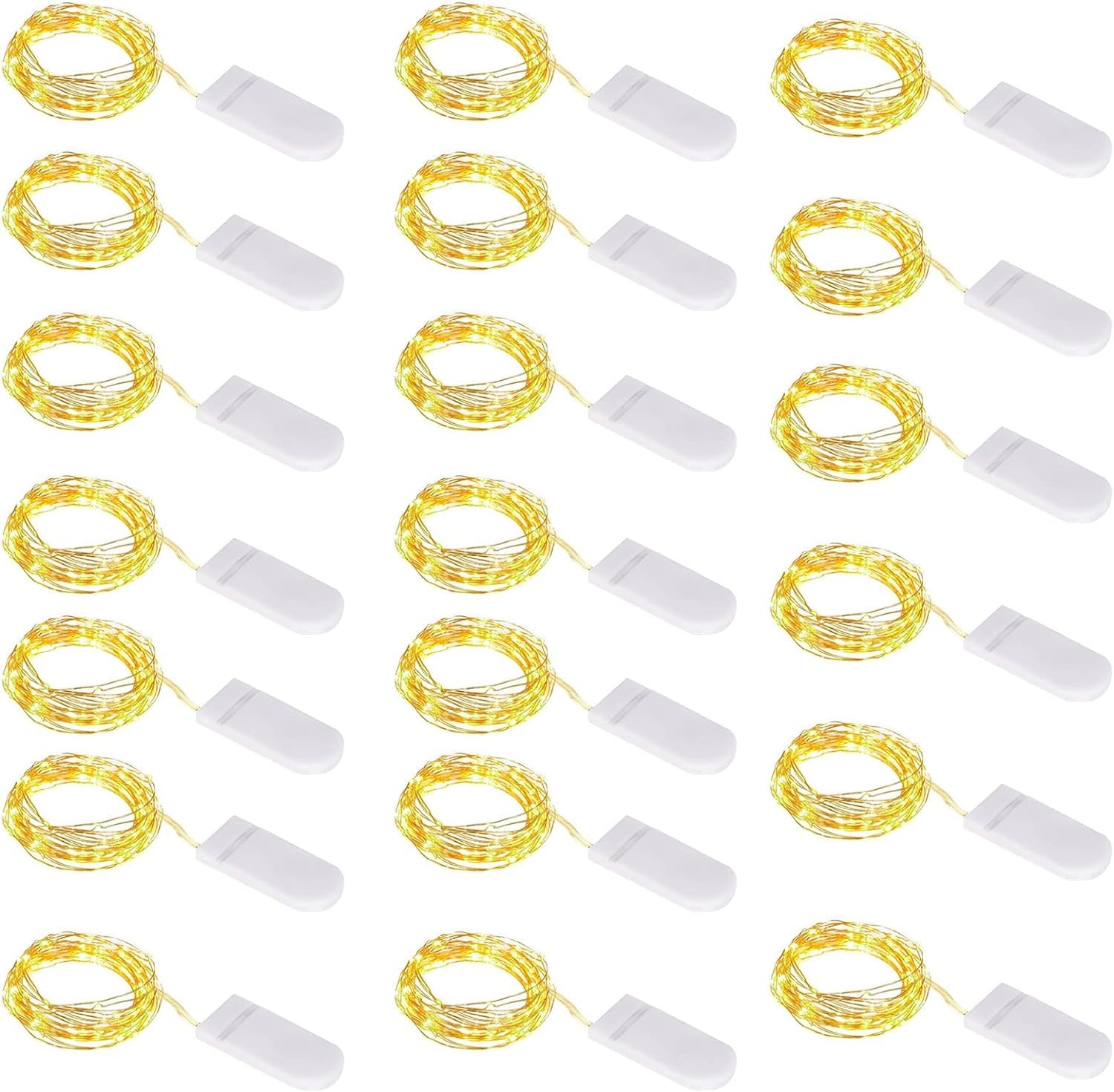 ZWOOS Cadena de Luces con Pilas, 1M 10 LED Alambre de Cobre Guirnalda Luces Interior Guirnalda Luminosa Decoración para Mesa Jardín Boda Fiesta Navidad, Blanco Cálido (20)