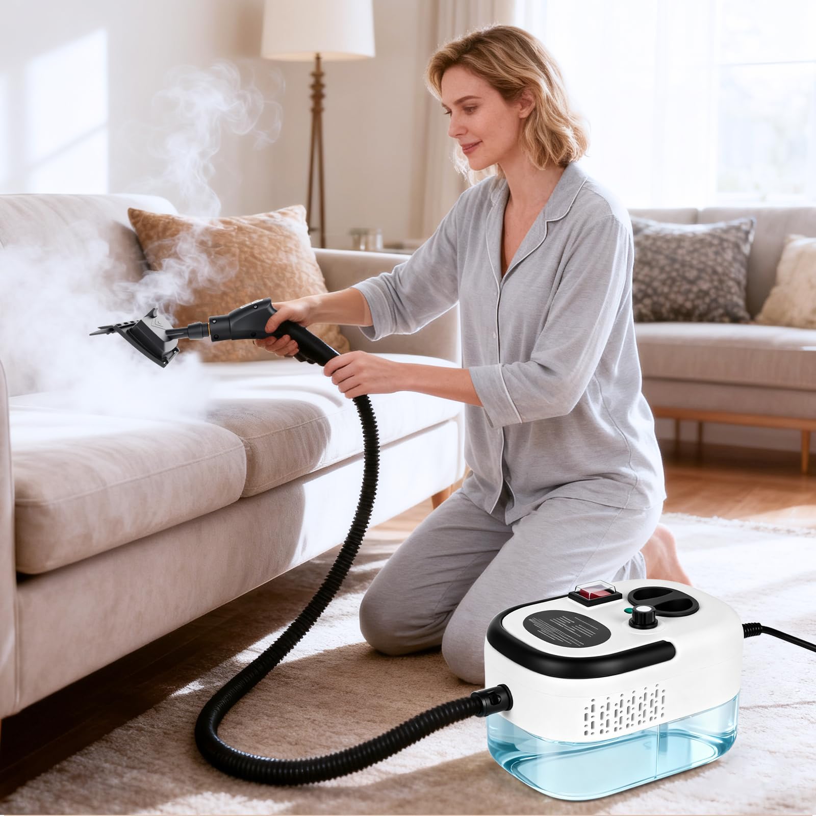 Nettoyeur Vapeur Portable 2500W - 3.5 Bar Pression - 6 Niveaux Réglables - 15s Chauffage Rapide - Réservoir 1200ml - Idéal Voiture, Climatisation, Salle de Bain & Cuisine