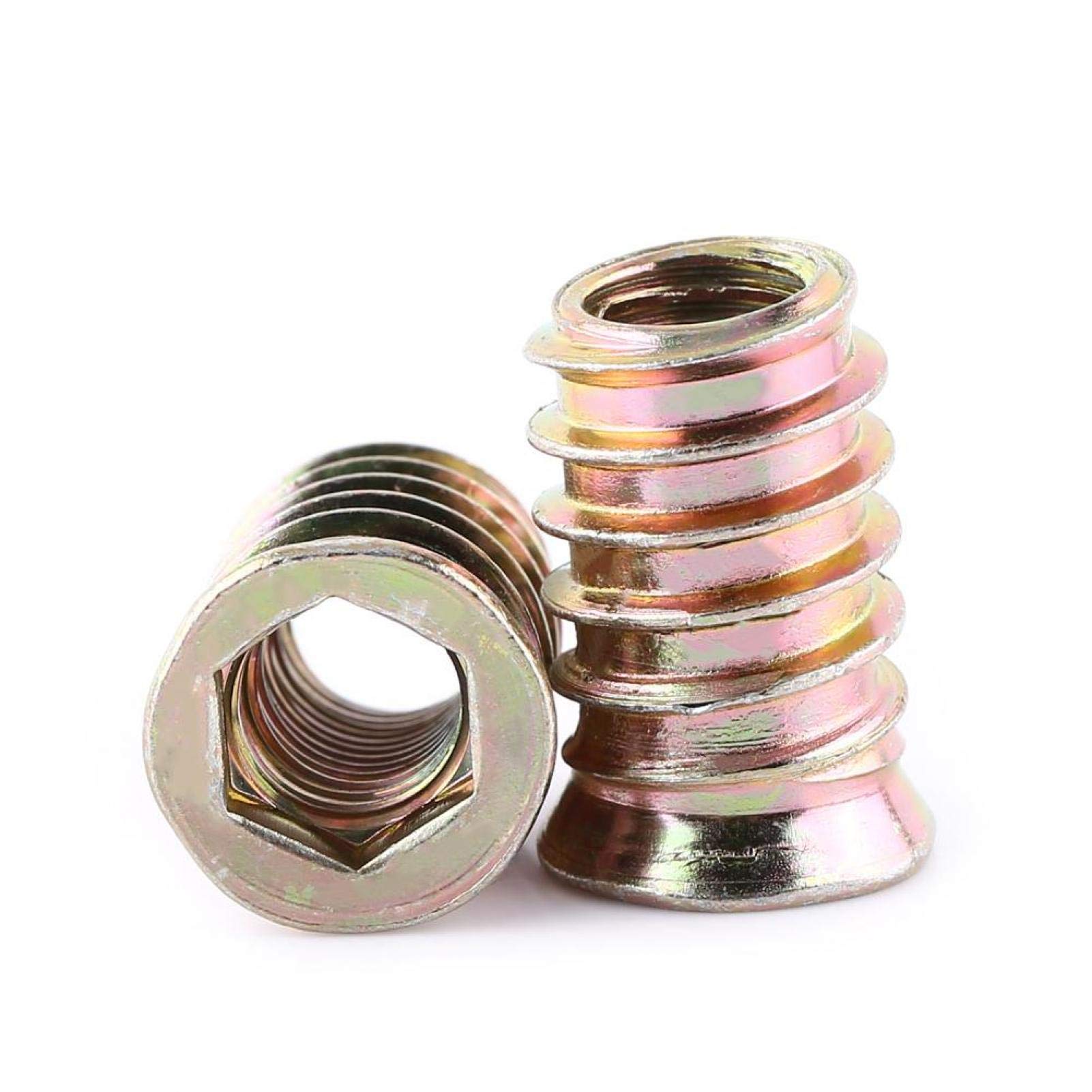 M10 Hex Socket Flat Head Furniture Screws, 20 Pack Carbon Steel External Thread Insert Nuts for Wood & Furniture Assembly