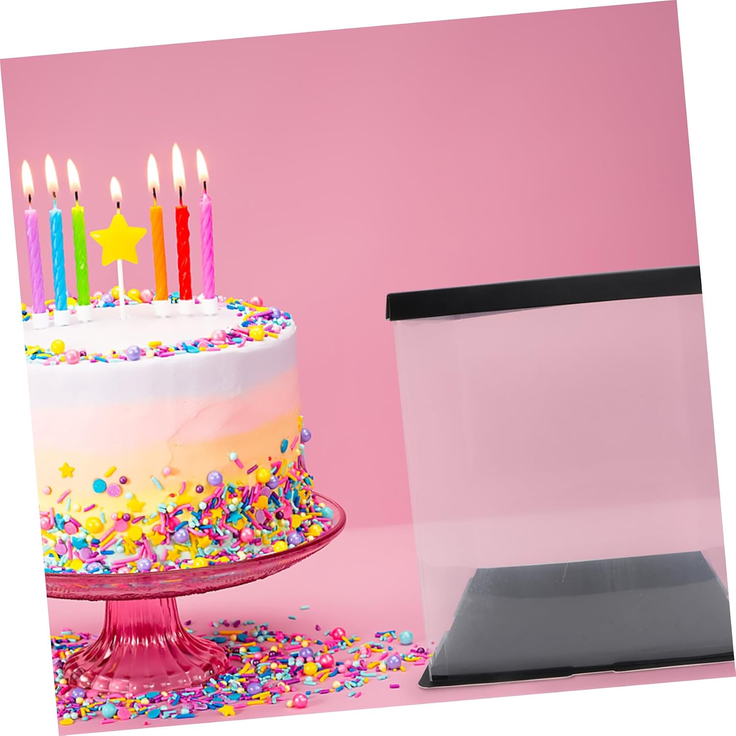 6-inch Black 3-layer Cake Box Sturdy Plastic Cake Storage Container Birthday Dessert Packaging Carrier for Baking and Transport