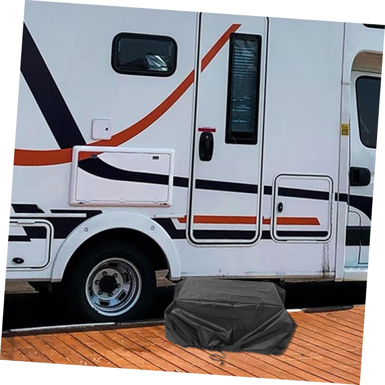 Black Rv Air Conditioner Cover Protective Case for Camper Straps for Year