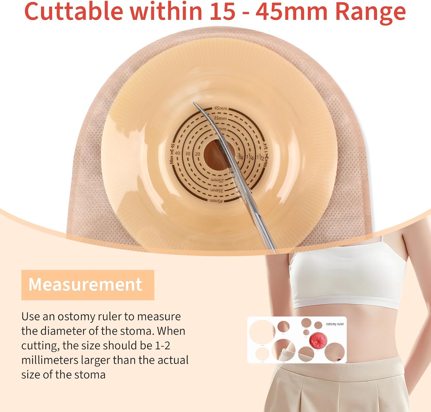 Deraymi 21 PCS Convex Ostomy Colostomy Bags (16 Bags+5 Convex Barriers) | Two Piece Colostomy Supplies Drainable Ostomy Pouches for Uneven Wrinkled Skin Irregular Stoma 45mm Max