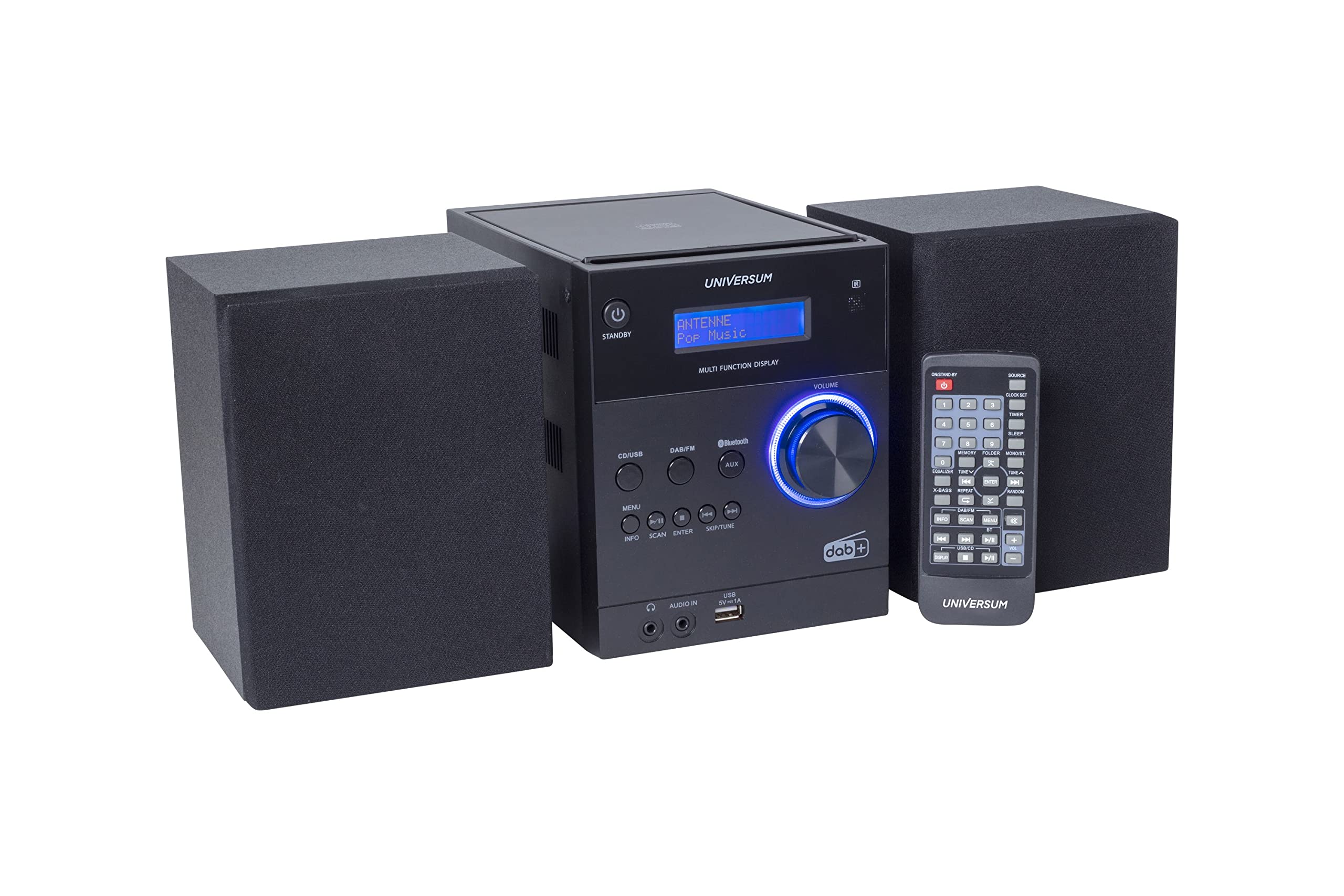 UNIVERSUM MS 300 - Kompakt Stereoanlage mit CD & Bluetooth - DAB+ & UKW Radio, AUX Eingang & USB - CD-Player (CD, CD-R, CD-RW, MP3-CD) - Uhr und Weckfunktion - Fernbedienung - Schwarz