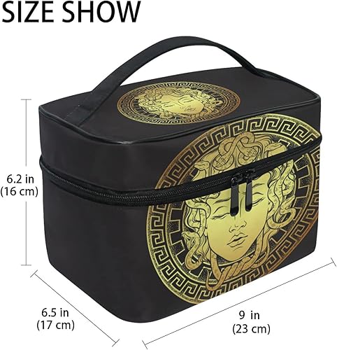 Miniatura 7 de Luna creciente dorada con estrellas Portia Chic Tattoo on Dark Night Beauty Cosmetic con cepillo de cremallera, bolsa de almacenamiento portátil,