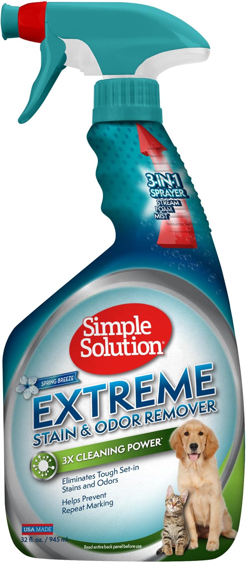 Simple Solution Extreme Stain & Odor Remover 32oz-Spring Breeze