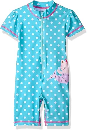 Kiko & Max Girls' Rashguard & Swim Diaper Set – UPF 50 Protection With Cute Kitty Print