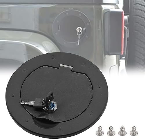 Miniatura 1 de Cubierta de puerta de llenado de combustible, cubierta de tapa de tanque de combustible de gas negra para Jeep Wrangler JK y Unlimited Sport Rubicon