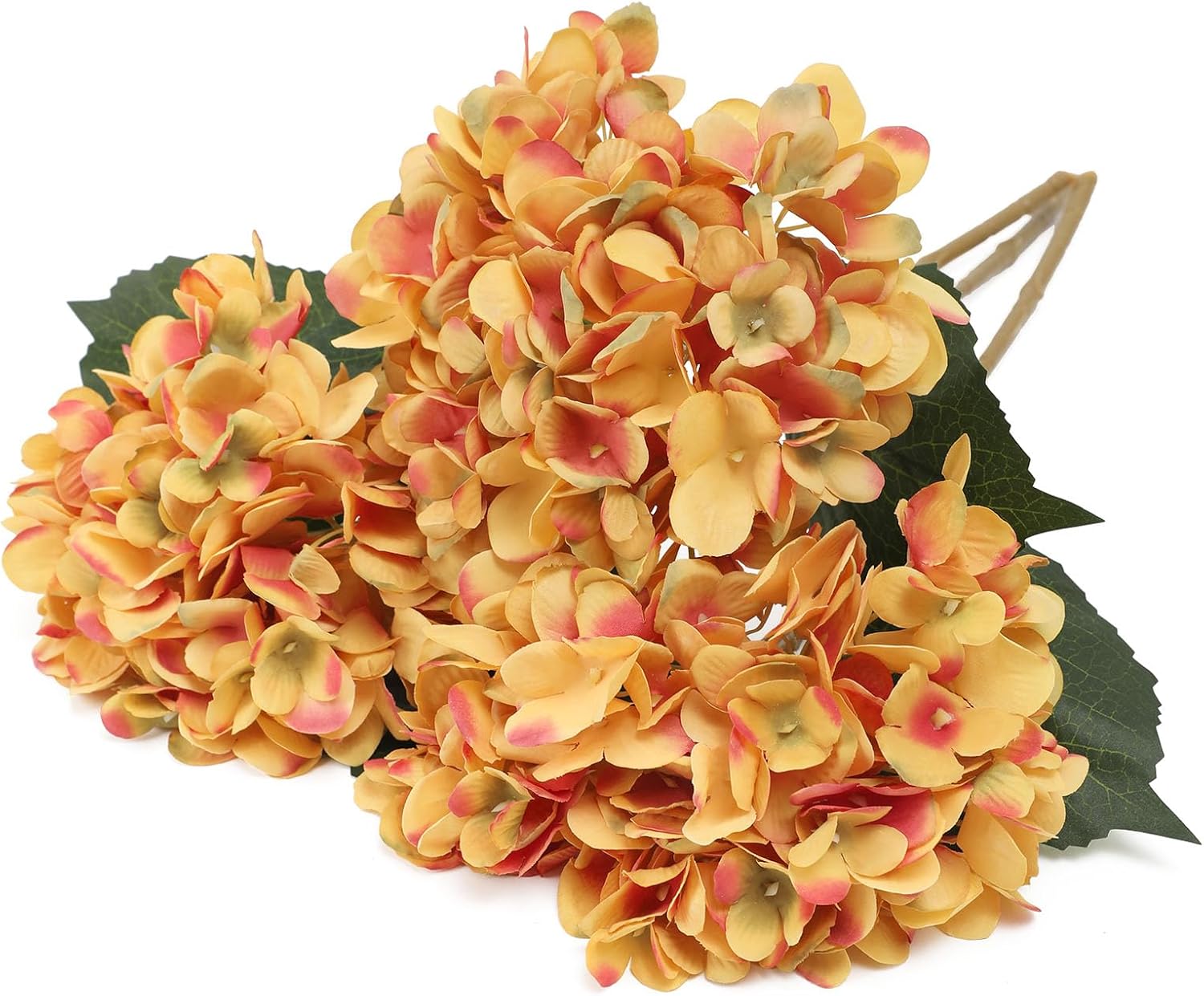 Kisflower Burnt Orange Silk Hydrangea - 6pcs Faux Hydrangea Flowers, Fake Flowers for Table Centerpiece, Hydrangea Artificial Flowers with Stems for Home Wedding Party Decor - Image 2