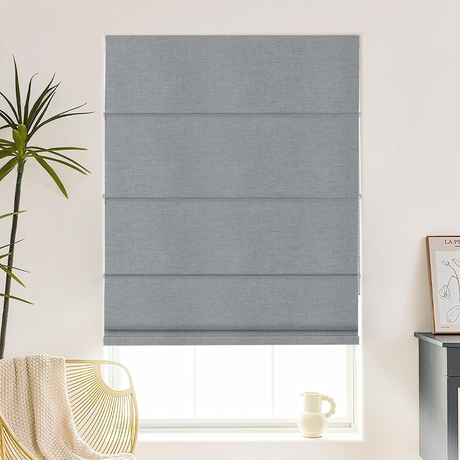 Roman Shades for Windows, 100% Black Out Thermal Insulated Heat Blocking Room Darkening Window Blinds for Home Living Room Decor,Blackout Dark Grey 94" W x 48" H
