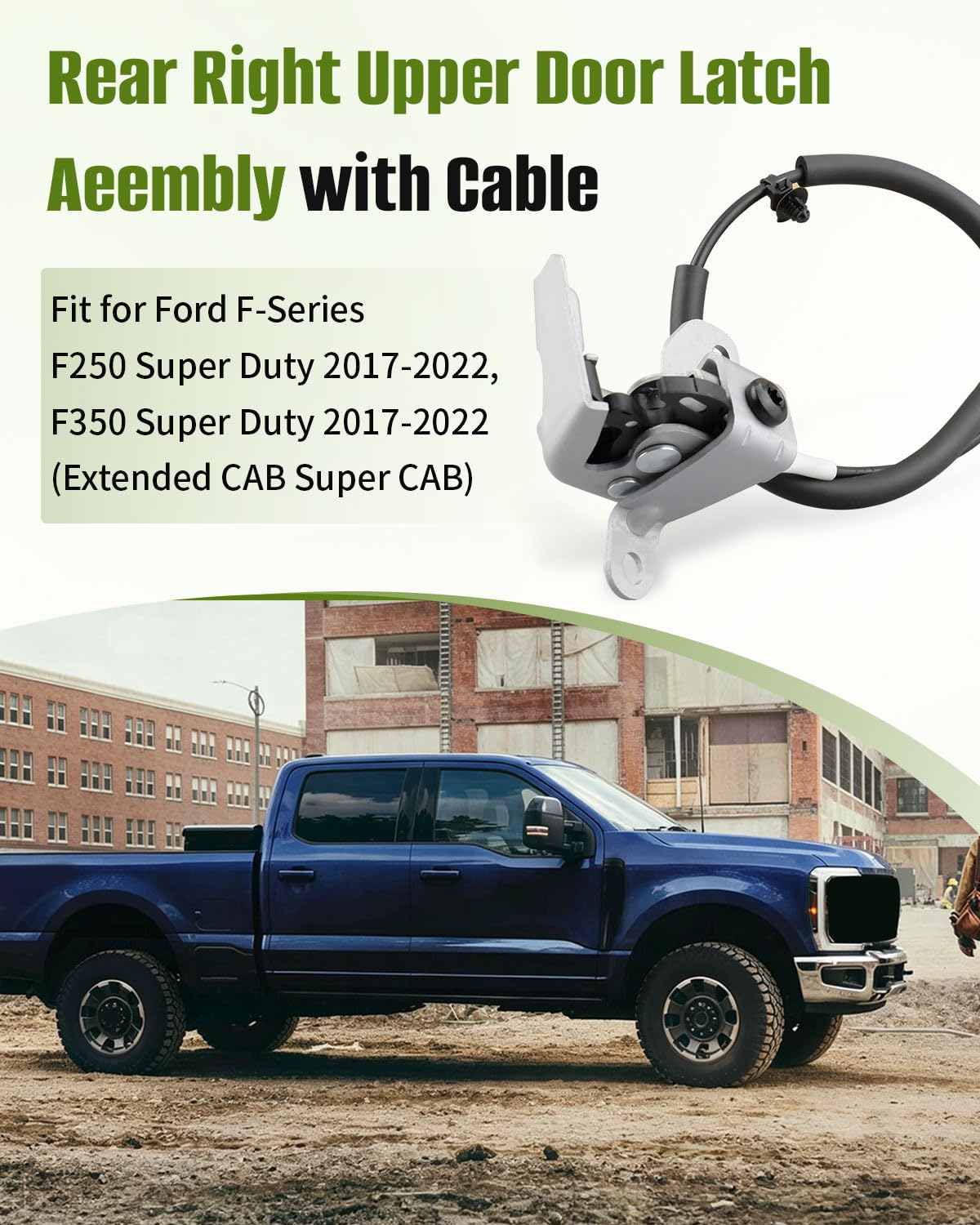 Rear Left Upper Door Latch Lock Assembly with Cable Fit for Ford F-250 Super Duty 2017 2018 2019 2020 2021 2022 (Extended CAB Super CAB) Replace HC3Z-28264A01-B