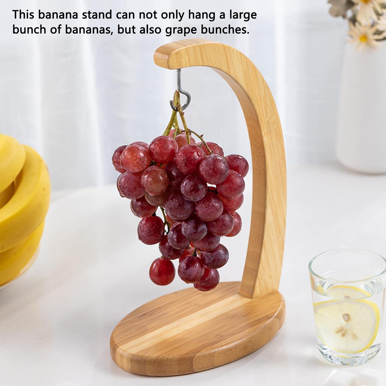 Suspension Banane,Porte-Banane | Banana Hanger Bamboo Holder Stand Présentoir Fruits Robuste avec Crochet pour la Maison ou Le comptoir Bar Stockage Fruits