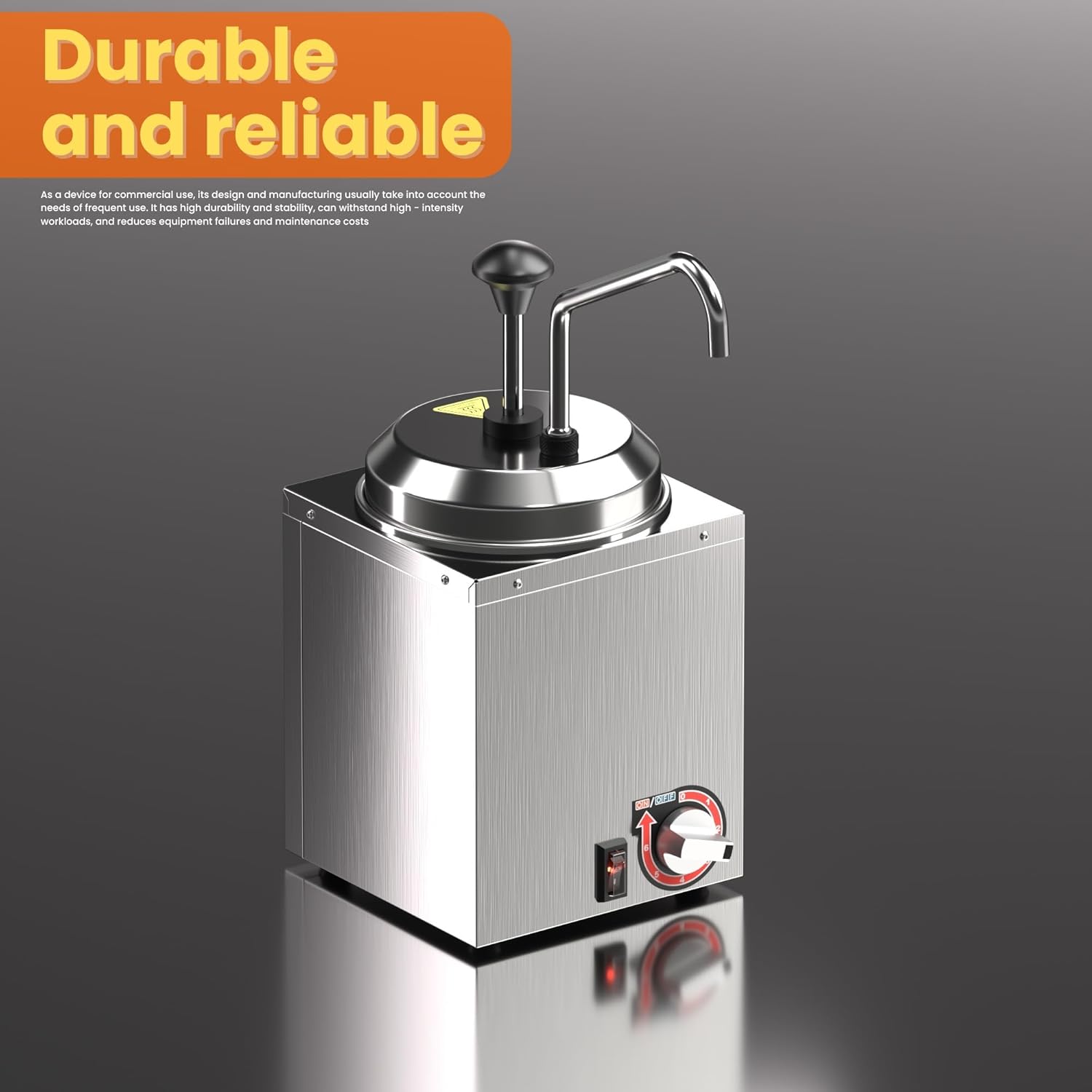 2.8 Qt Commercial Nacho Cheese Dispenser & Hot Fudge Warmer with Pump, 86-185°F High Temperature Stainless Steel Syrup Sauce Pump Dispenser Machine for Restaurants Cafes Concession Stands