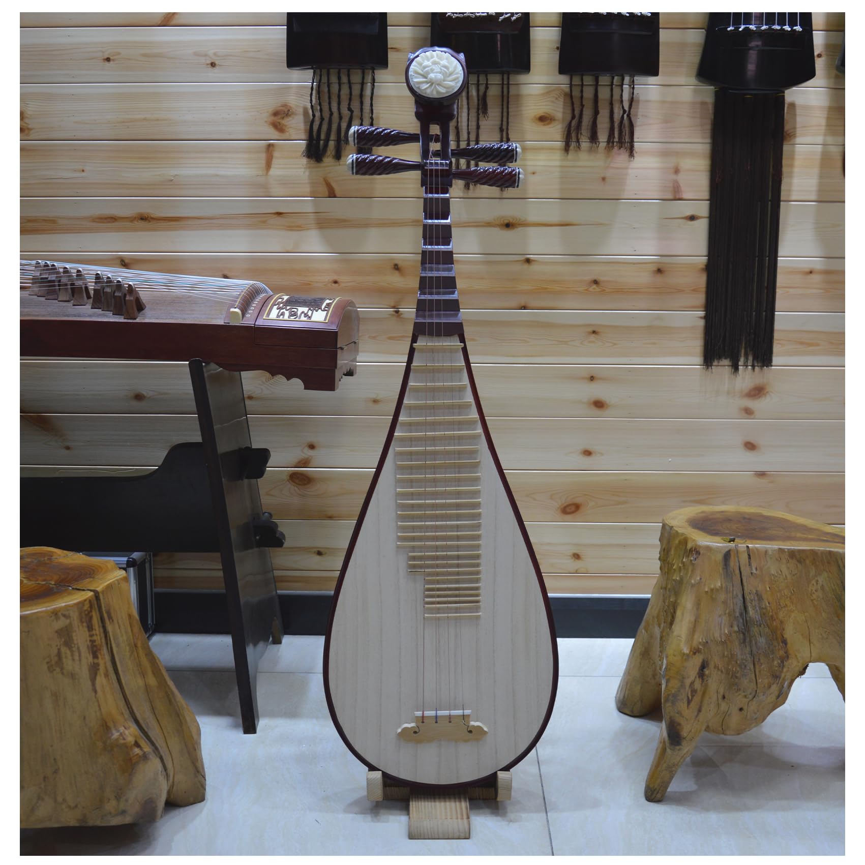 MUYIYANG Selected Hardwood Chinese Lute Pipa Instrument, Set for Beginner,Chinese National Traditional Stringed Instrument - Image 9