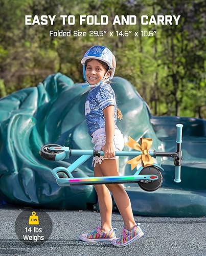 Miniatura 6 de FanttikRide C9 Pro Kids Electric Scooter Ages 8-12, Colorful Rainbow Lights, E-Scooter for Kids 3.9-5.2 ft, 132 lbs, 5 Miles Range, Up to 40 min Azul