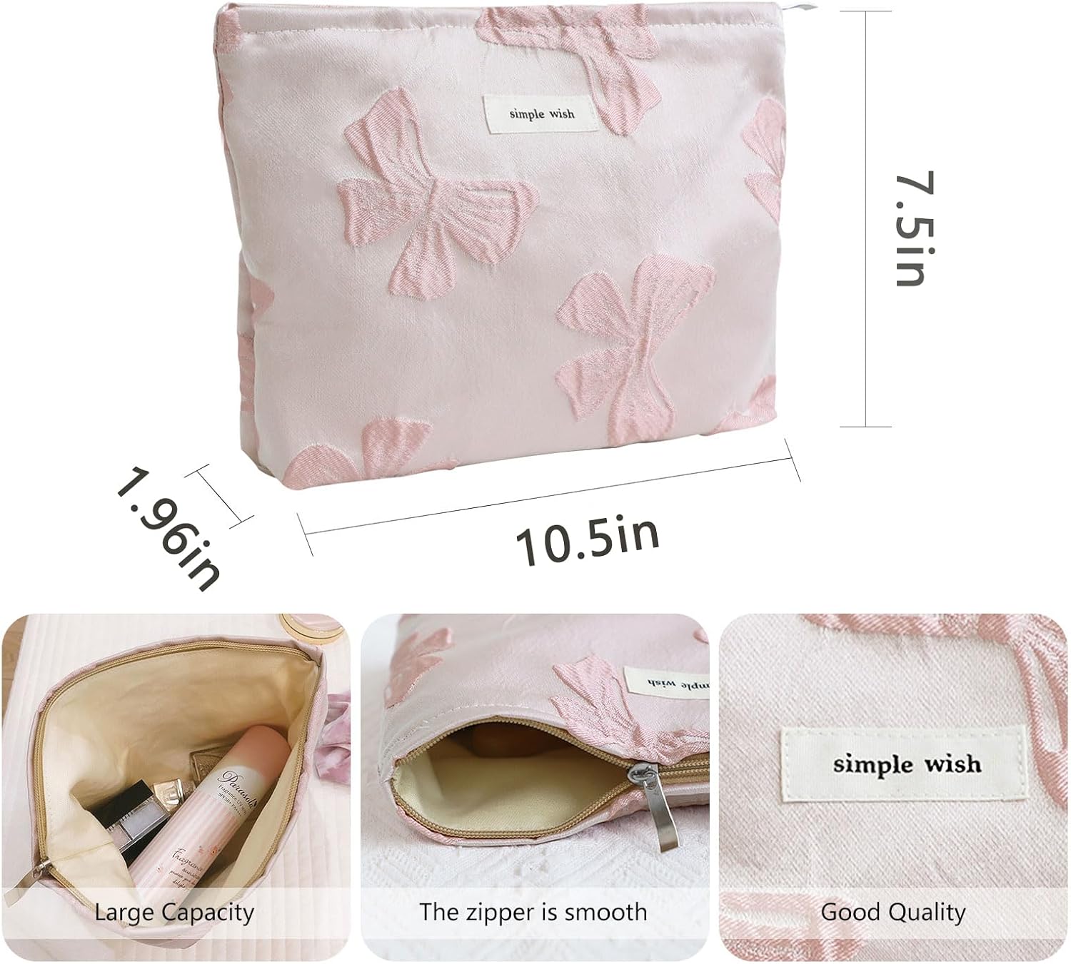 Wudygirl Travel Makeup Bag Set – Large Corduroy Cosmetic Organizer + Puffy Wide-Open Pouch, 2-Piece Storage Duo for Women image 4