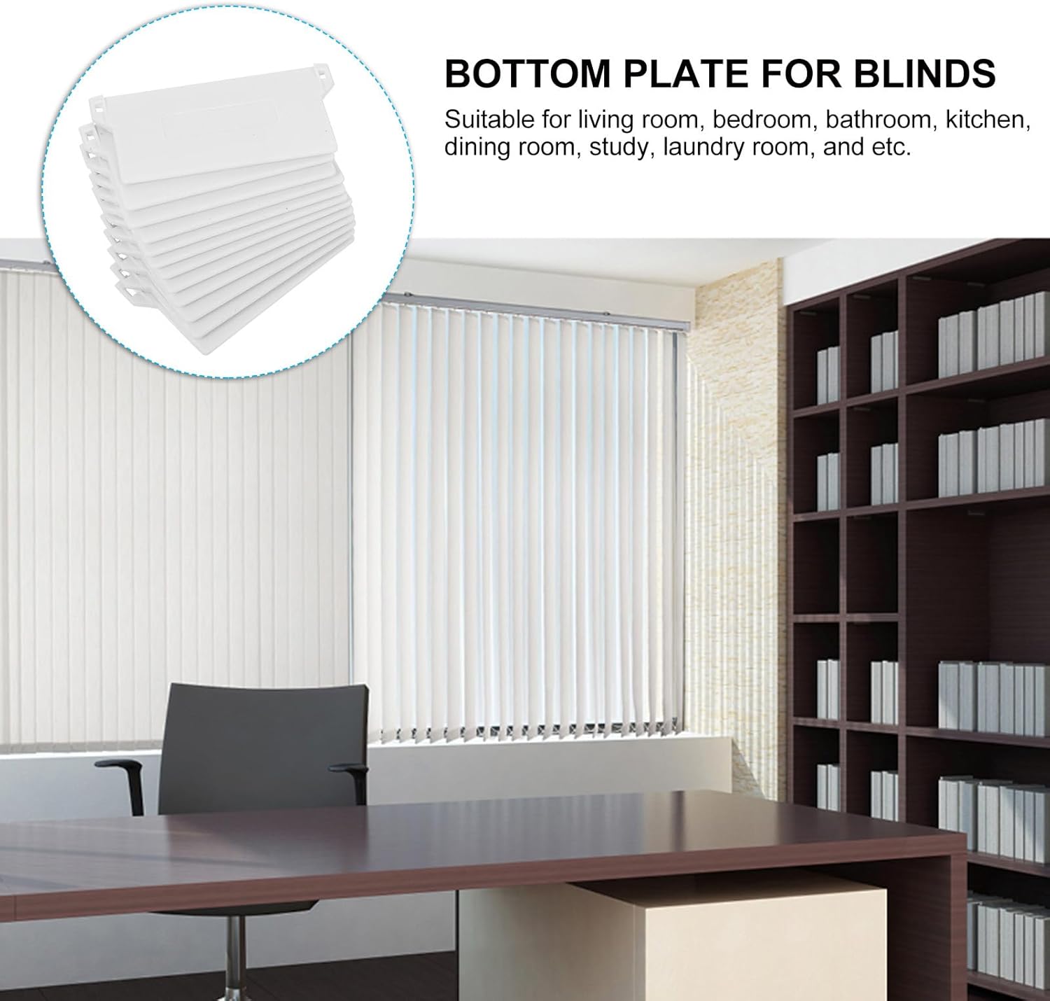 PVC Vertical Blinds Replacement Slats 60 Pcs Vertical Blind Bottom Plates Plastic 89mm Replacement Parts Heavy Base for Blinds Home Window Curtain Accessories