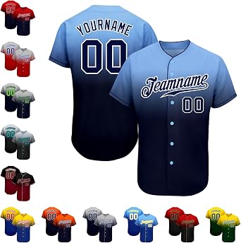 Custom Gradient Baseball Jersey Full Button Softball Shirt Personalized Sports Uniform for Men Women Youth & Team S-7XL