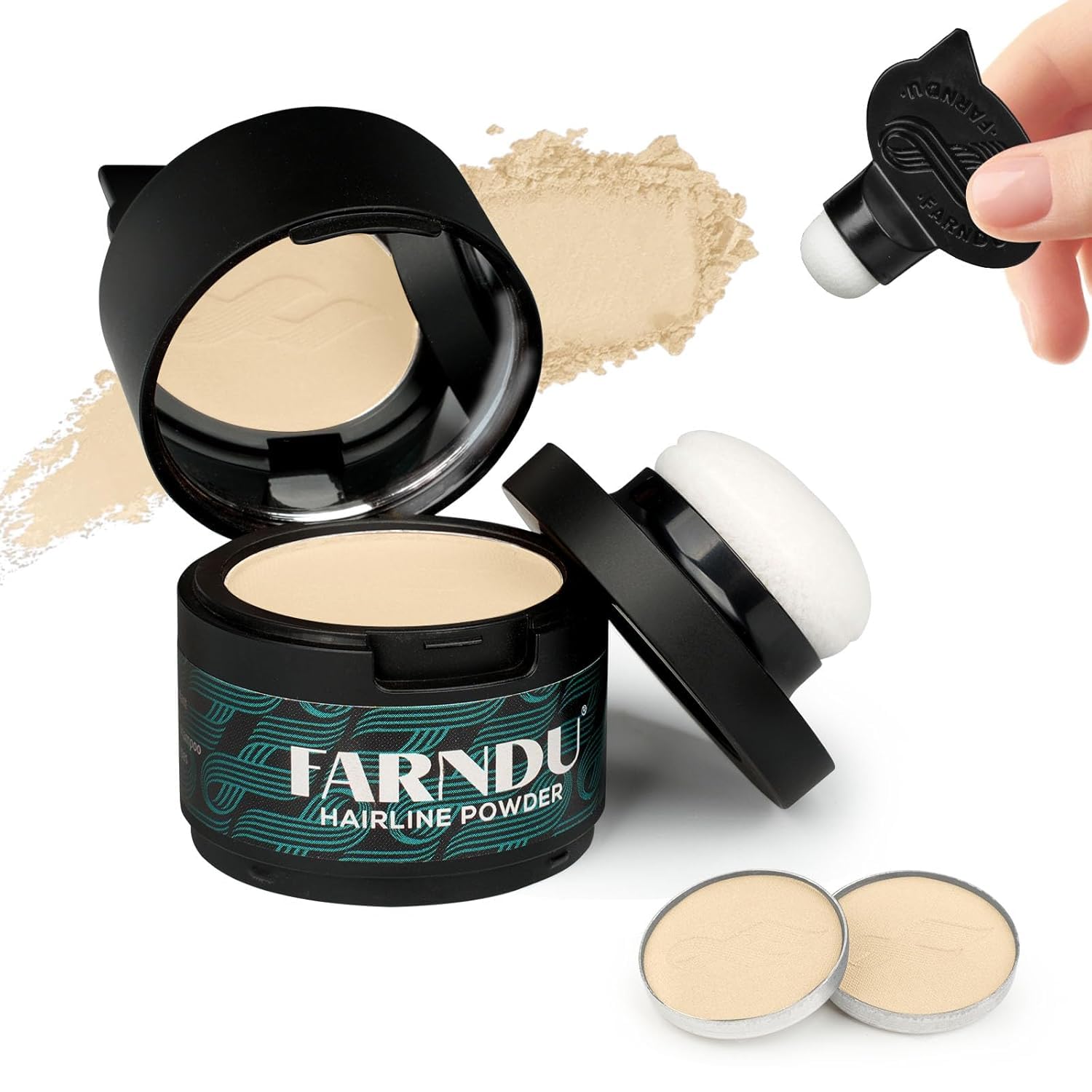 Hairline Powder, Hair Root Touch Up, Hair Color Powder, Hair Color Concealer | 24-Hour Stain-Proof, Includes 2 Replacements for Hair, Beard, Eyebrow, Thinning Hairline, Hair Loss, Light Blonde