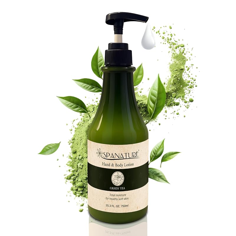 Spanature Loção Corporal de Chá Verde com Bomba, 750 mL