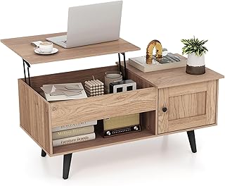 Tangkula Lift Top Coffee Table with Storage, Living Room Table with Hidd...