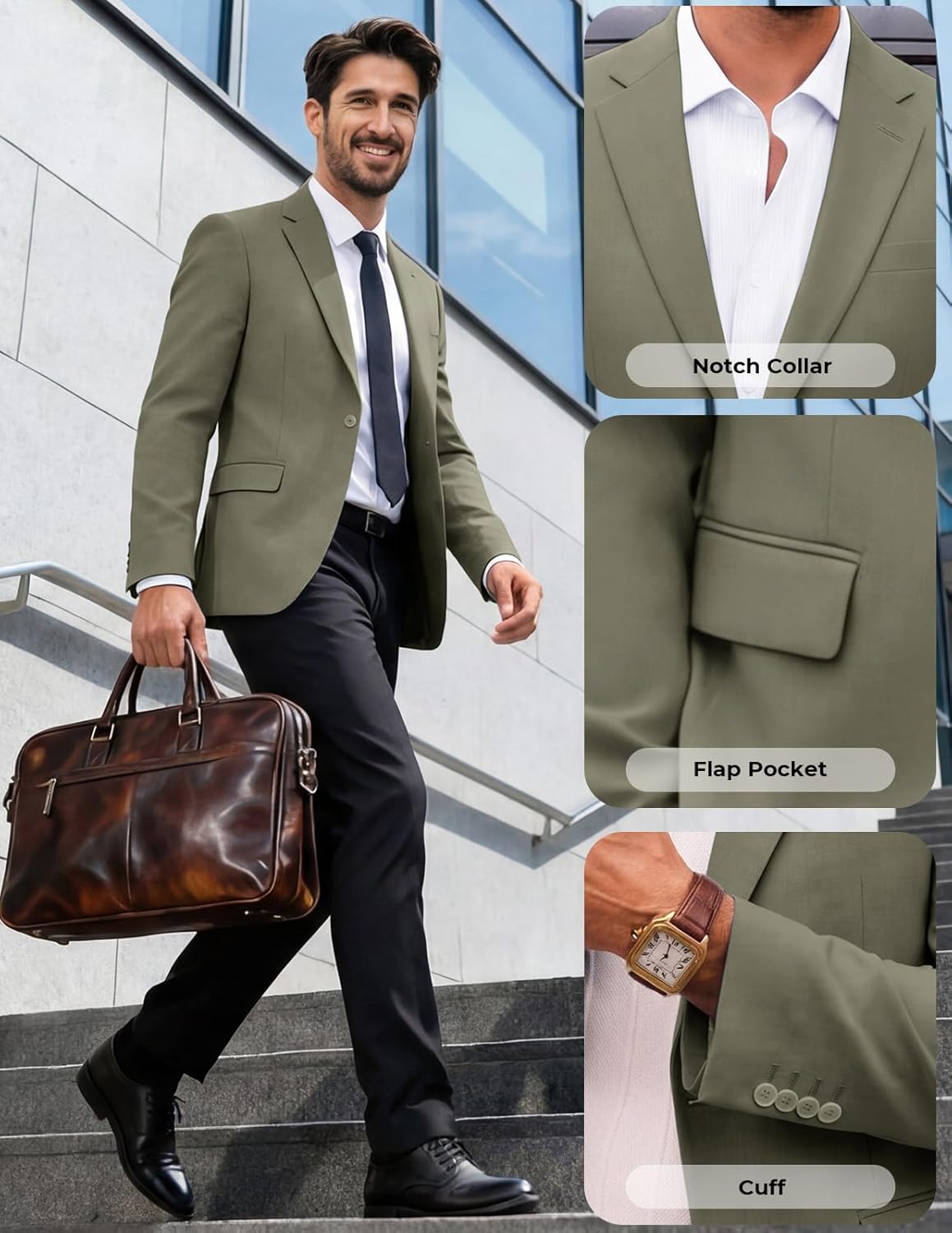 PJ PAUL JONES Men's Lightweight Sport Coat Casual One Button Blazer Breathable Sportcoat - Image 4