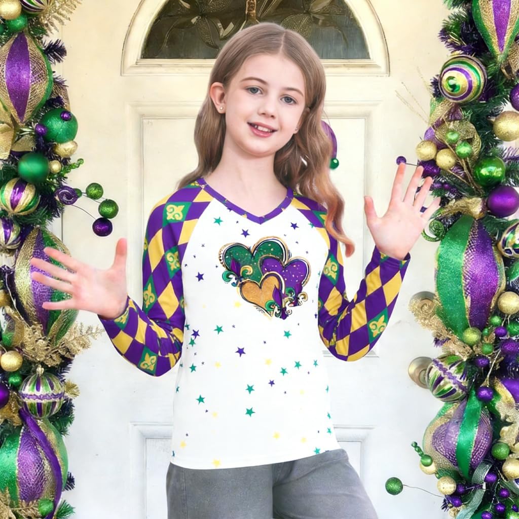 Mardi Shirts for Kids: Mardi Long Sleeve Shirt for Boys Girls Happy Carnival Gras Outfits Mask Tee Top 4-12 Years - Image 2