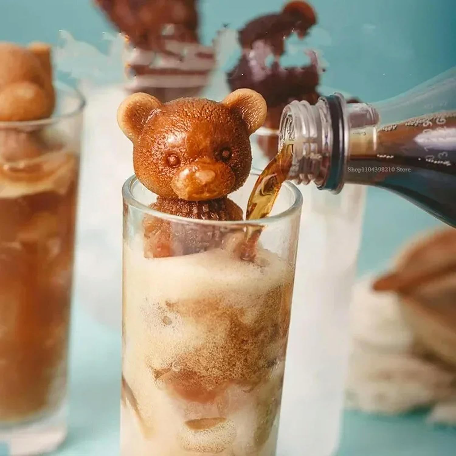 1-5Pcs 3D Bear Ice Cube Mold Cube Silicone Ice Grinder Ice Cream Coffee Making Tools Cold Drink Diy-3Pcs