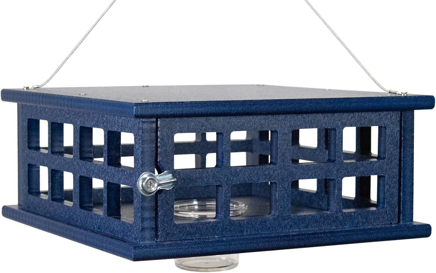 JCs Wildlife Recycled Poly Lumber Caged Platform Bluebird Feeder (Blue)